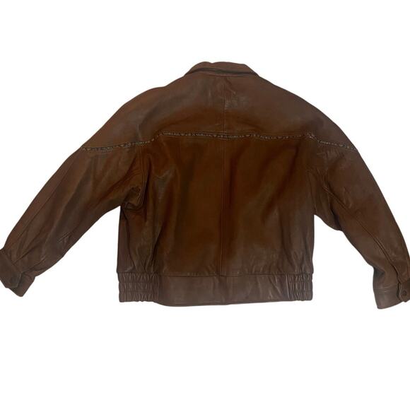 Vintage London Fog Western Accent Leather Bomber Jacket - Picture 2 of 7